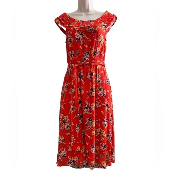 NWT Conversations by Anthropologie Colloquial Off The Shoulder Floral Midi Dress - Picture 3 of 14